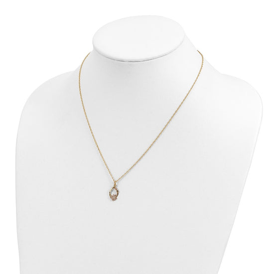 10k and 12k Tri-color Black Hills Gold Butterfly and Leaves on Oval 14k Gold-filled Chain 18 inch Necklace