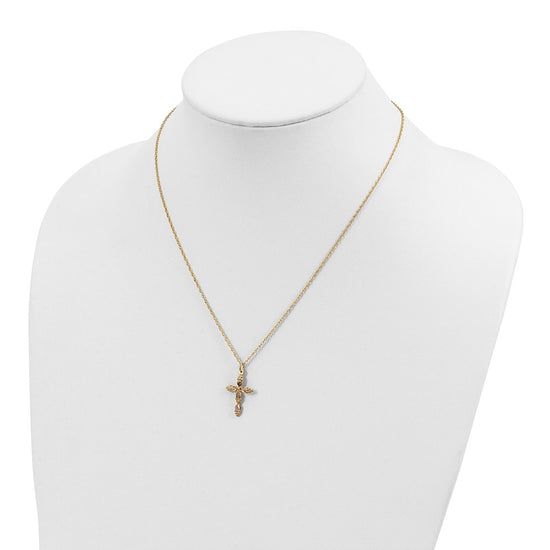 10k Tri-Color Black Hills Gold Cross Necklace