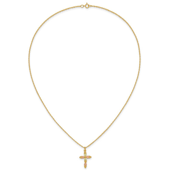 10k Tri-Color Black Hills Gold Cross Necklace