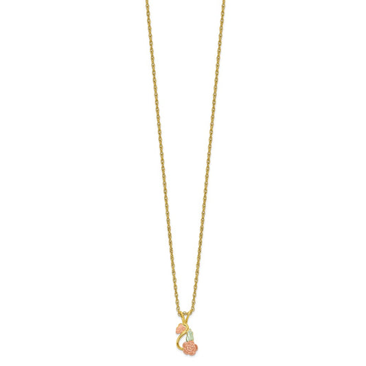 10K Tri-color w/14K Gold-filled Chain Black Hills Gold Necklace
