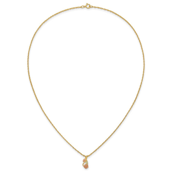 10K Tri-color w/14K Gold-filled Chain Black Hills Gold Necklace