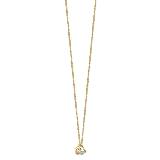 10K Tri-color w/12K Accents Diamond Black Hills Gold Necklace