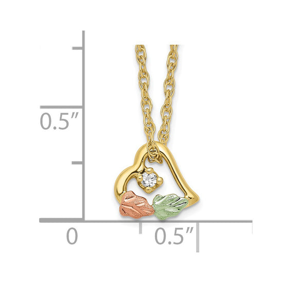 10K Tri-color w/12K Accents Diamond Black Hills Gold Necklace