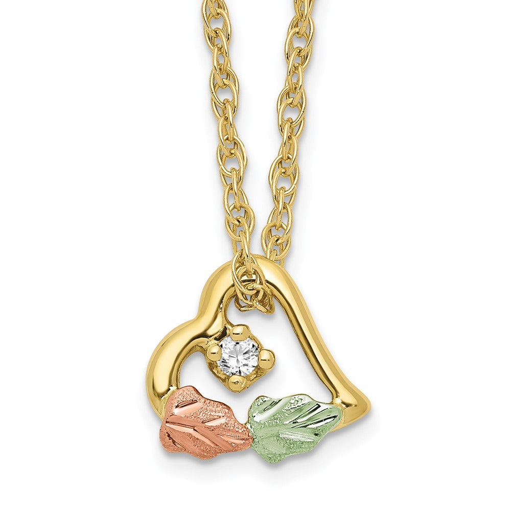 10K Tri-color w/12K Accents Diamond Black Hills Gold Necklace