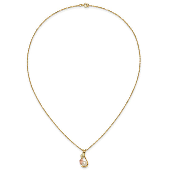 10K Tri-color w/12K Accents FWC Pearl Black Hills Gold Necklace