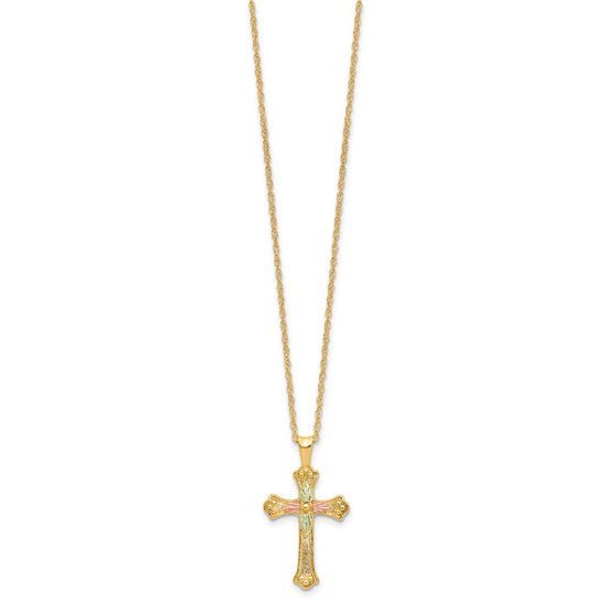 10k w/12K Accents Black Hills Gold Cross 18IN Necklace
