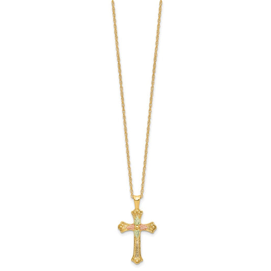 10k w/12K Accents Black Hills Gold Cross 18IN Necklace