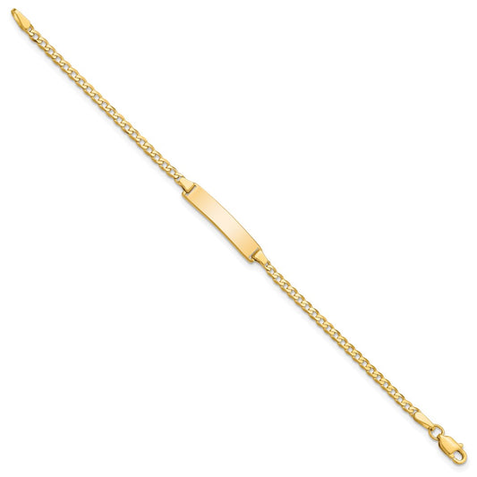 10k Solid Chain/Solid Plate Flat Curb Link 22.5x4.5mm Plate 6 inch Baby/Child ID Bracelet