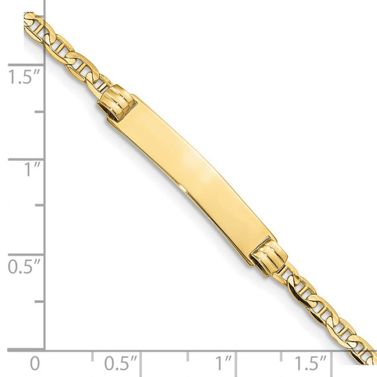 10k Polished Solid Chain/Solid Plate Anchor Link 26x5mm Plate 6 inch Baby/Child ID Bracelet