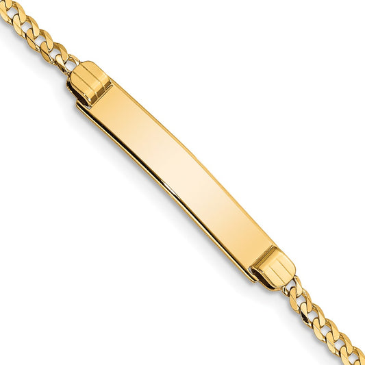 10k Polished Solid Chain/Solid Plate Curb Link 26x5mm Plate 5.5 inch Baby/Child ID Bracelet