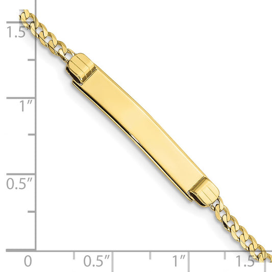 10k Polished Solid Chain/Solid Plate Curb Link 26x5mm Plate 6 inch Baby/Child ID Bracelet