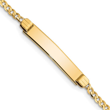 10k Polished Solid Chain/Solid Plate Curb Link 26x5mm Plate 6 inch Baby/Child ID Bracelet