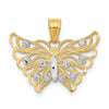 10K and White Rhodium Diamond-cut Butterfly Pendant
