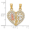 10k Two-tone and White Rhodium CZ Our Lady of Guadalupe / Cross Break-apart Heart Pendant