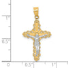 10K w/ Rhodium Filigree Crucifix Pendant