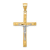10K and White Rhodium Diamond-Cut Crucifix Pendant