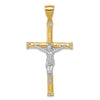 10K and White Rhodium CZ Large Crucifix Pendant