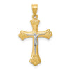 10K and White Rhodium Fleur De Lis Crucifix Pendant