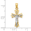 10K w/Rhodium Filigree Crucifix Pendant