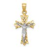 10K w/Rhodium Filigree Crucifix Pendant