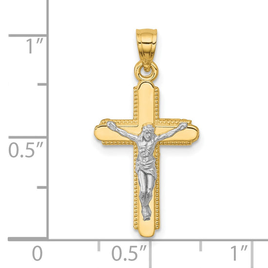 10K w/Rhodium Crucifix Pendant