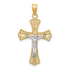 10K and White Rhodium Diamond-Cut Crucifix Pendant