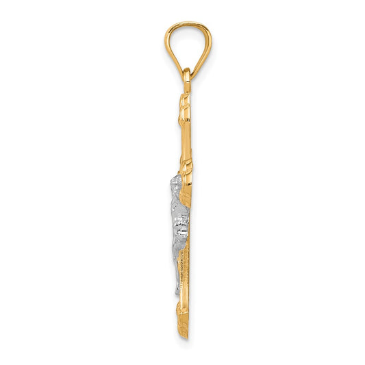 10K w/Rhodium Crucifix Pendant