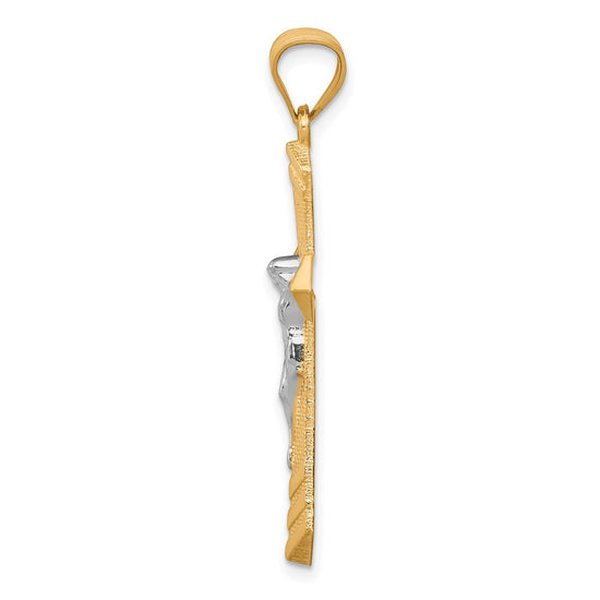 10K w/Rhodium Passion Crucifix Pendant