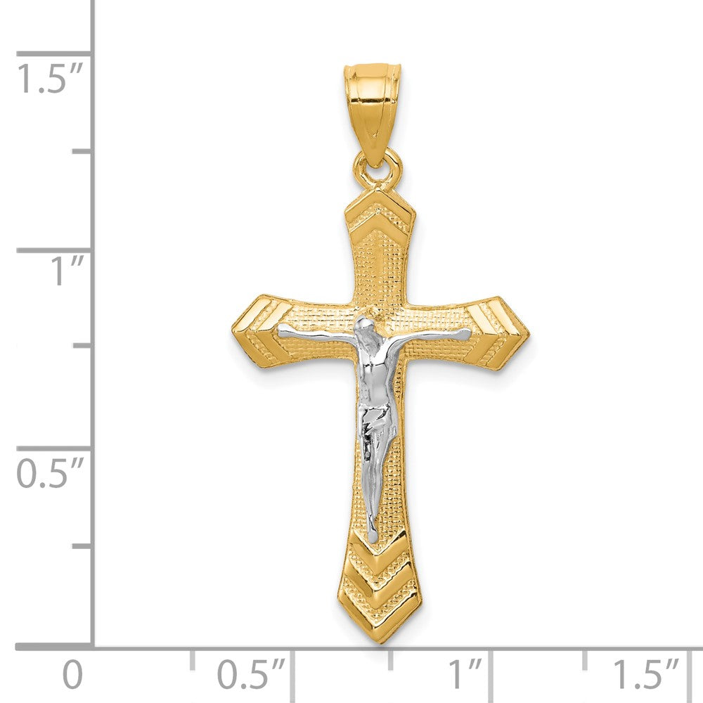 10K w/Rhodium Passion Crucifix Pendant