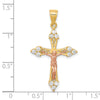10k Two-tone CZ Crucifix Pendant