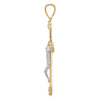 10K and White Rhodium Polished CZ Large Crucifix Pendant