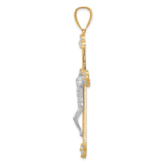 10K w/Rhodium CZ Crucifix Pendant