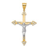 10K and White Rhodium Polished CZ Large Crucifix Pendant