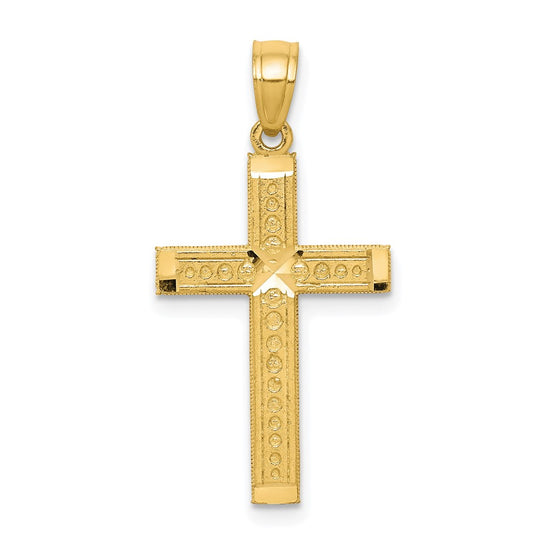 10k Diamond-cut Cross Pendant