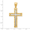 10K w/ Rhodium Diamond-Cut Cross Pendant