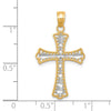 10K w/ Rhodium Diamond-Cut Cross Pendant