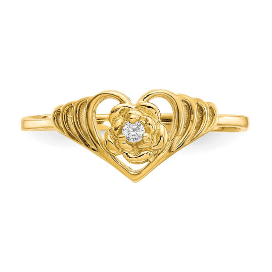10k CZ Heart Ring