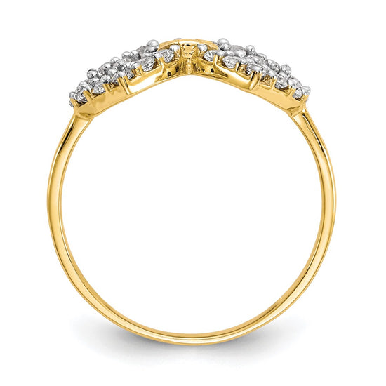 10k Double Heart CZ Ring