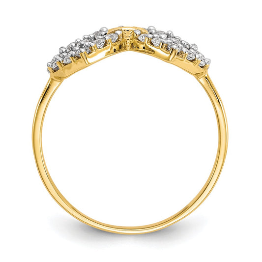 10k Double Heart CZ Ring