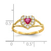 10K Red and White CZ Heart Ring