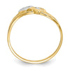 10K w/Rhodium Double Heart CZ Ring