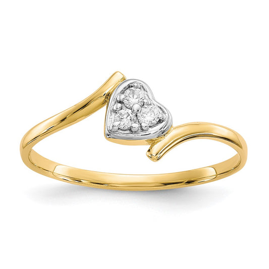 10K w/Rhodium CZ Heart Ring