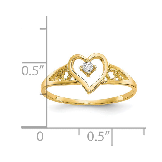 10k Heart CZ Ring