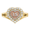 10k Two-tone with White Rhodium Sweet 15 CZ Heart Ring