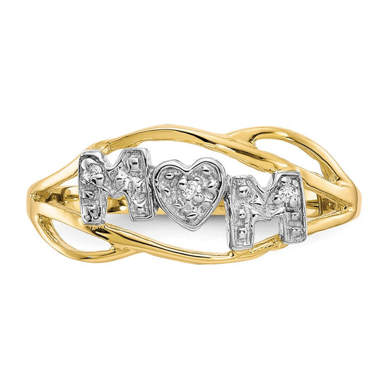 10K w/Rhodium Mom CZ Ring