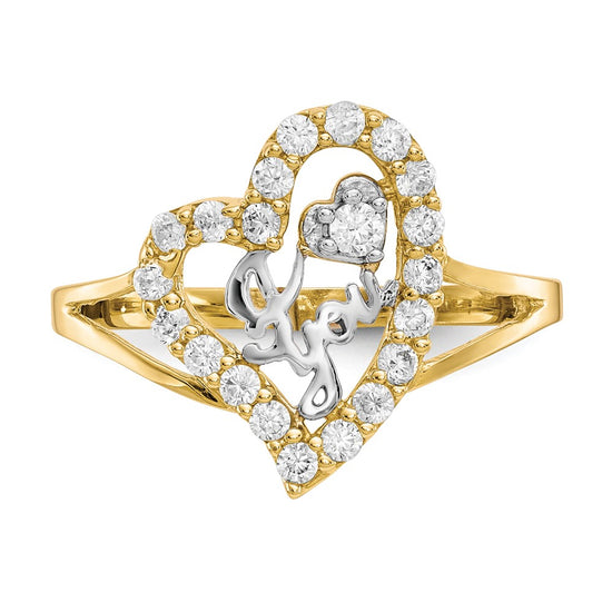 10K w/White Rhodium I LOVE YOU CZ Heart Ring