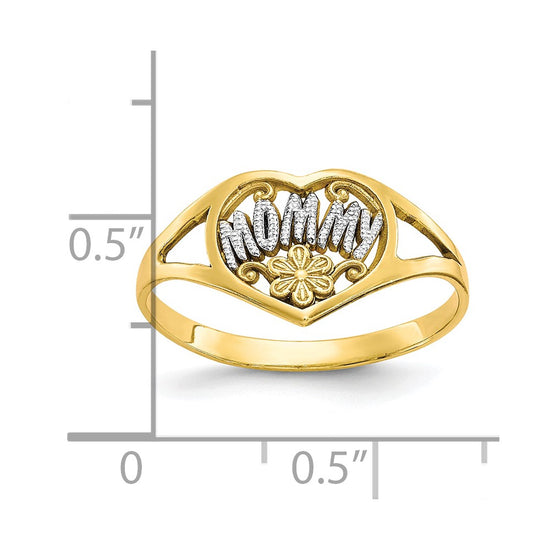 10K w/Rhodium Mommy Heart Ring