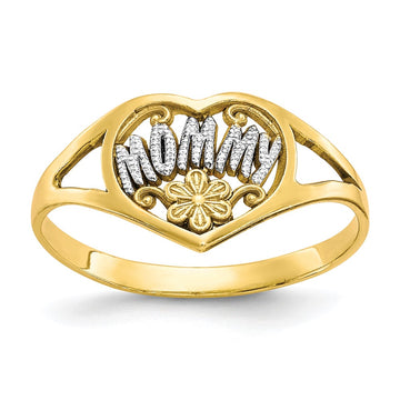 10K w/Rhodium Mommy Heart Ring