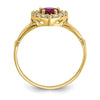 10K Red and White CZ Heart Ring
