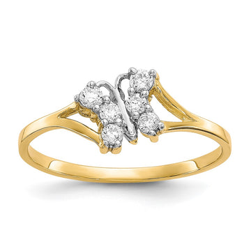 10K w/Rhodium CZ Butterfly Ring